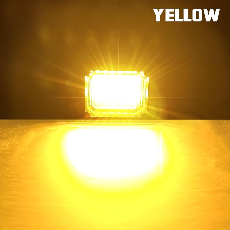 LY8 4 Pods Yellow LED Rock Light Waterproof Neon Trail Rig Lamp Underglow Lights for Car Truck Motorcycle Boat SUV ATV UTV (Yellow) - Image 5